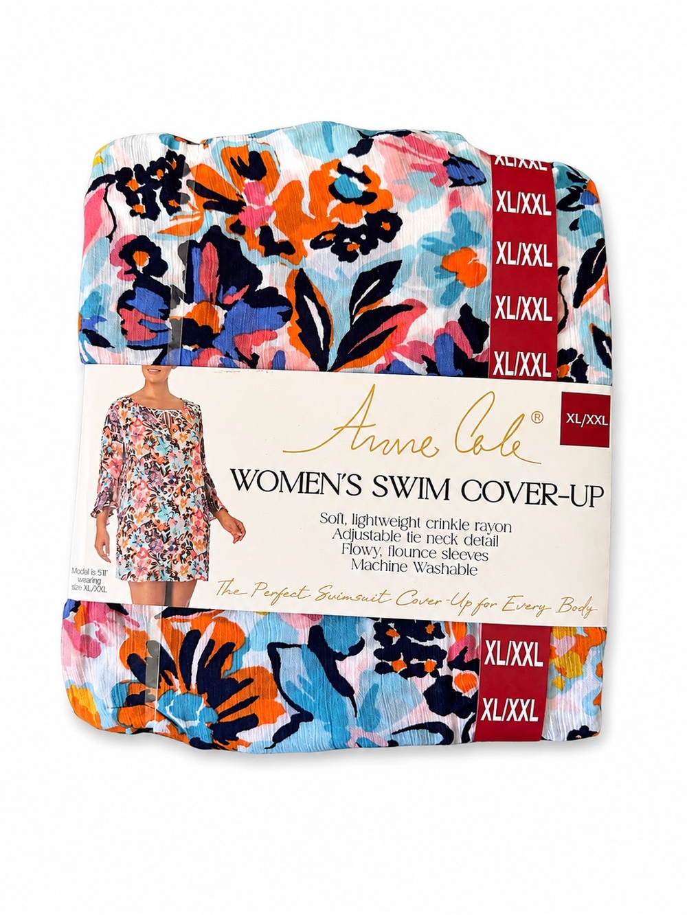Anne Cole Limited Edition Women's Floral Print Swim Cover-Up - Size: XL/XXL